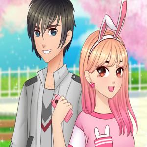 Anime-Paare kleiden sich an