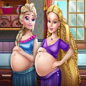 Glückliche Prinzessinnen schwangere BFFs