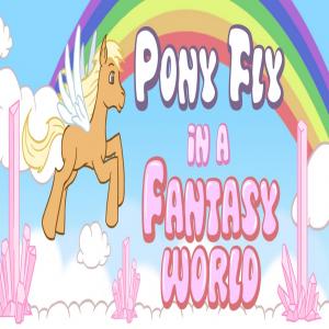 Pony fliegen in einer Fantasy-Welt