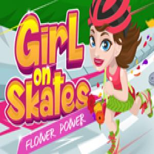 Mädchen auf Skates Blumenmacht