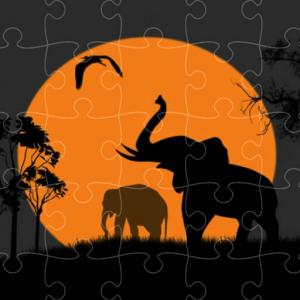 Elefant-Silhouette-Puzzle