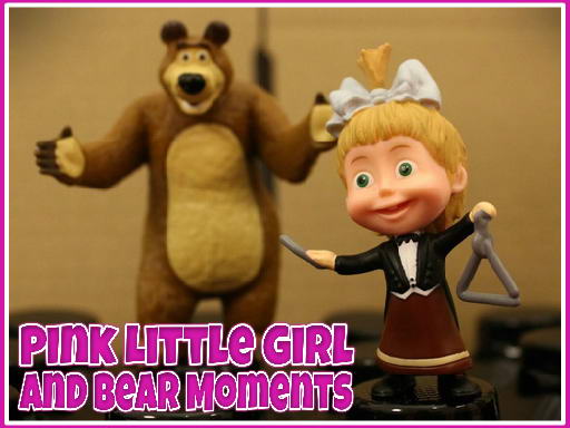 Моменты розовой маленькой девочки и медведя