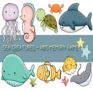 Créatures de mer de mémoire pour enfants
