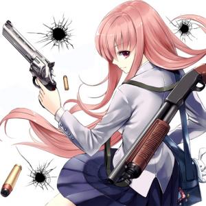 Anime-Mädchen mit Gewehrpuzzlespiel