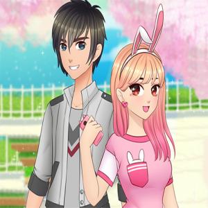 Romantische Anime-Paare kleiden sich auf