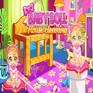 Baby-Puppenhaus-Reinigungsspiel